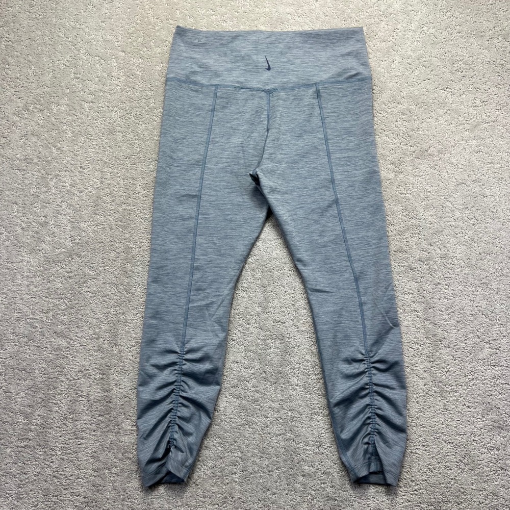 Nike Leggings Womens XL Dri-FIT Blue Heathered 7/8 Length Ruched‎ Yoga Tights